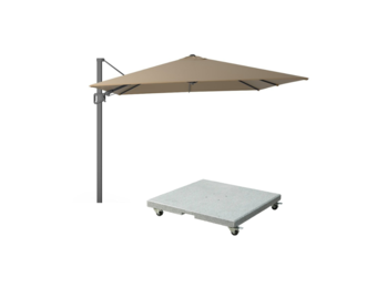 Milano T² zweefparasol | 300x300cm met Salerno parasolvoet 90kg | taupe