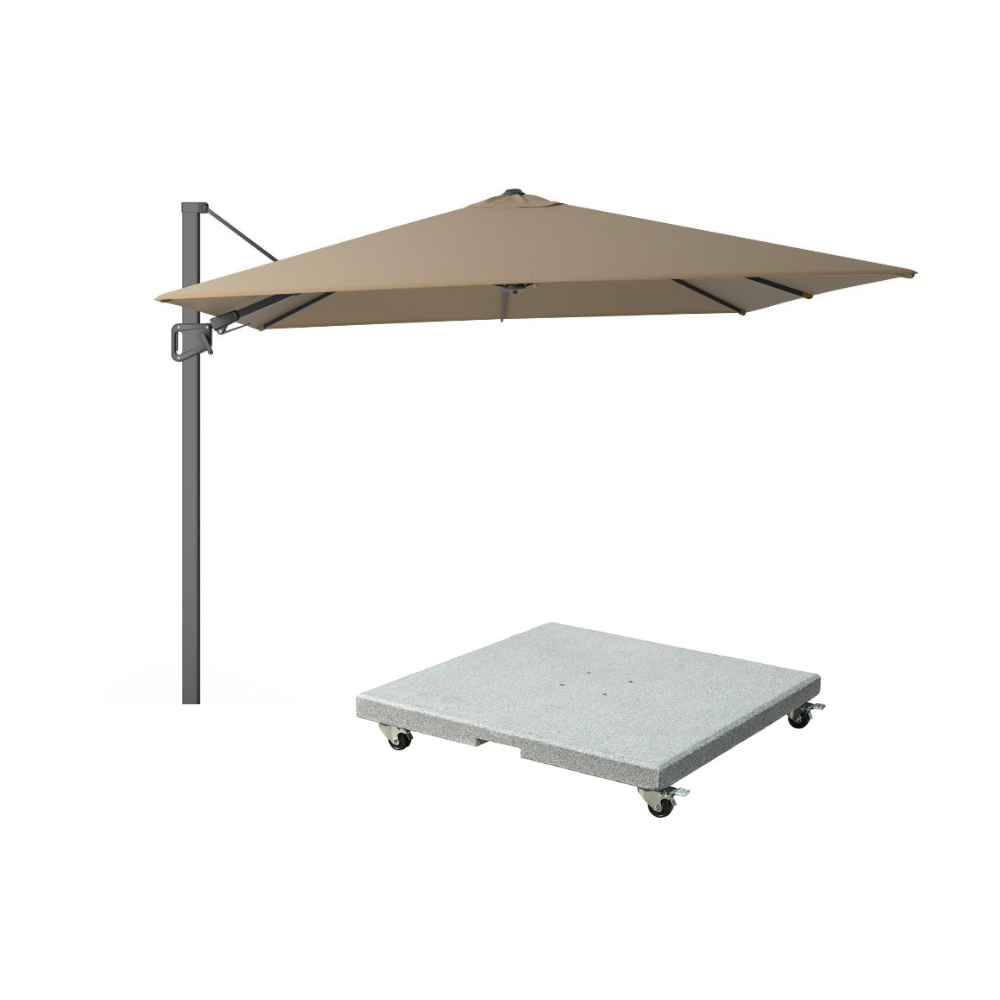 Milano T² zweefparasol | 300x300cm met Salerno parasolvoet 90kg | taupe afbeelding
