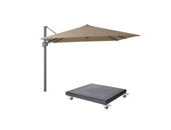 Milano T² zweefparasol | 300x300cm met Modena parasolvoet 90kg | taupe
