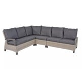 Prato Brick deluxe dining loungeset met verstelbare tafel 6 personen | aluminium + wicker | grijs | 5-delig - 280x217cm