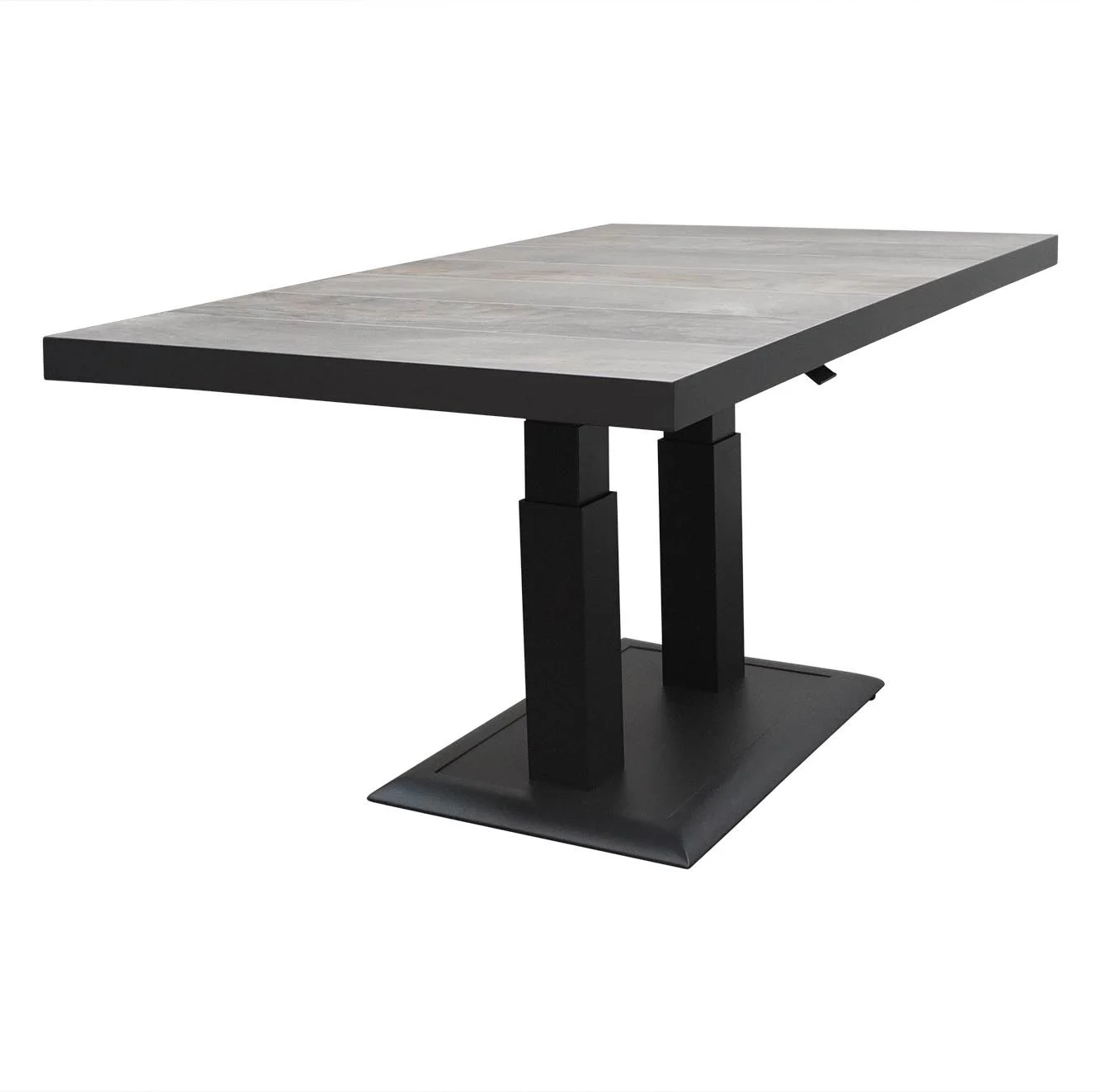 Prato Brick deluxe dining loungeset met verstelbare tafel 6 personen | aluminium + wicker | grijs | 5-delig - 280x217cm
