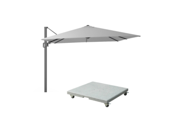 Milano T² zweefparasol | 300x300cm met Salerno parasolvoet 90kg | Light Grey