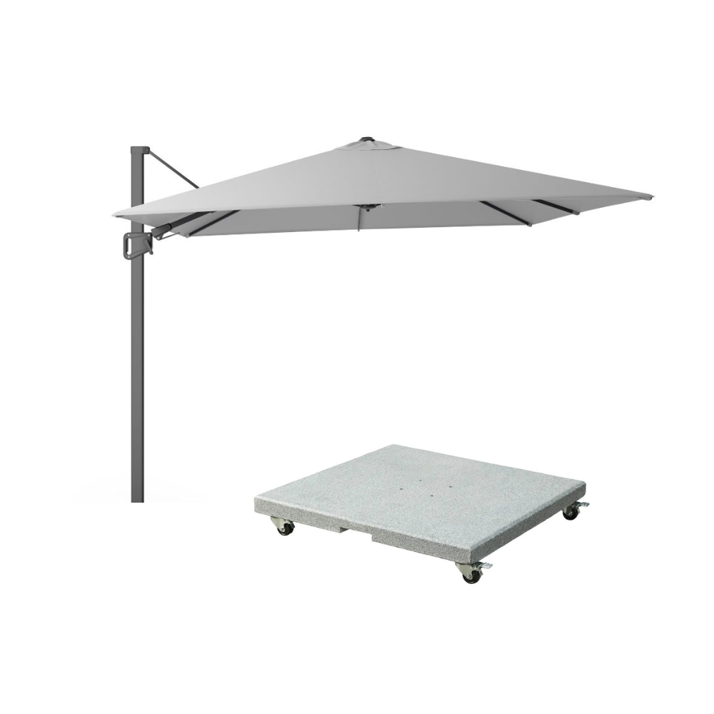 Milano T² zweefparasol | 300x300cm met Salerno parasolvoet 90kg | Light Grey