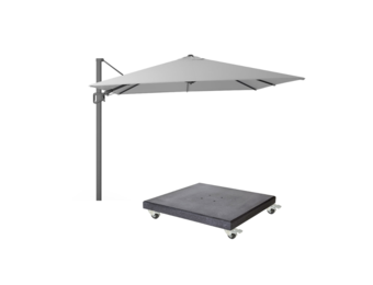 Milano T² zweefparasol | 300x300cm met Modena parasolvoet 90kg | Light Grey