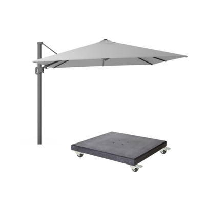 Milano T² zweefparasol | 300x300cm met Modena parasolvoet 90kg | Light Grey