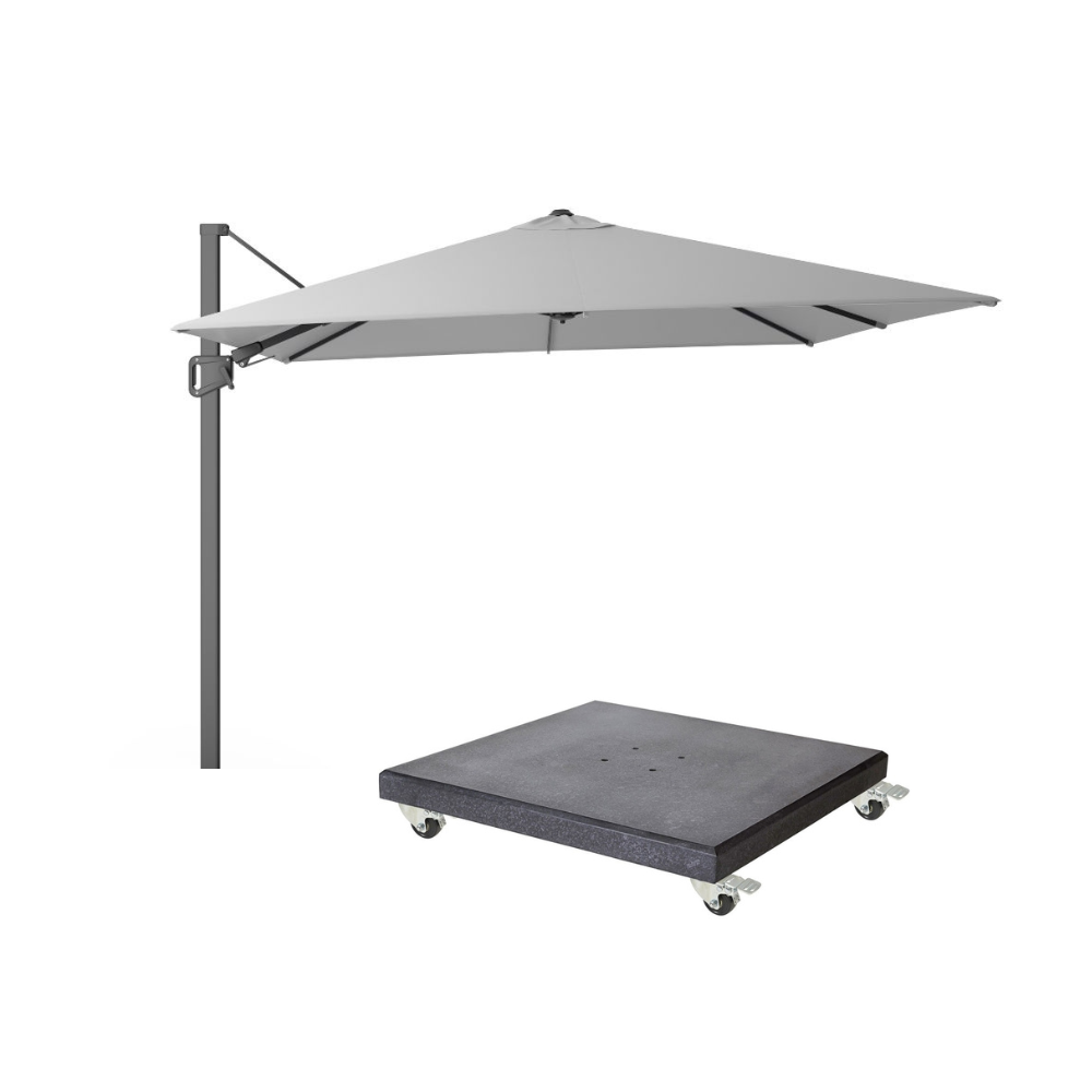 Milano T² zweefparasol | 300x300cm met Modena parasolvoet 90kg | Light Grey