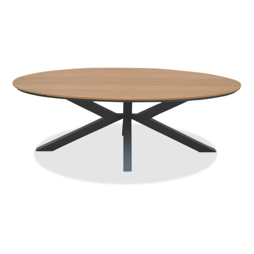 Dallas dining tuintafel 6 personen | polywood + aluminium | Natural Wood/antraciet | 220cm