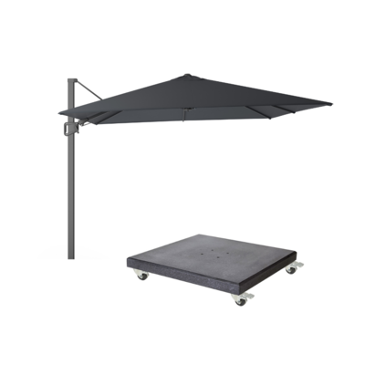 Milano T² zweefparasol | 300x300cm met Modena parasolvoet 90kg | antraciet