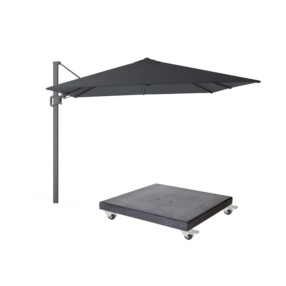 Milano T² zweefparasol | 300x300cm met Modena parasolvoet 90kg | antraciet