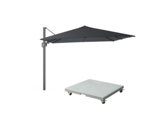 Milano T² zweefparasol | 300x300cm met Salerno parasolvoet 90kg | antraciet
