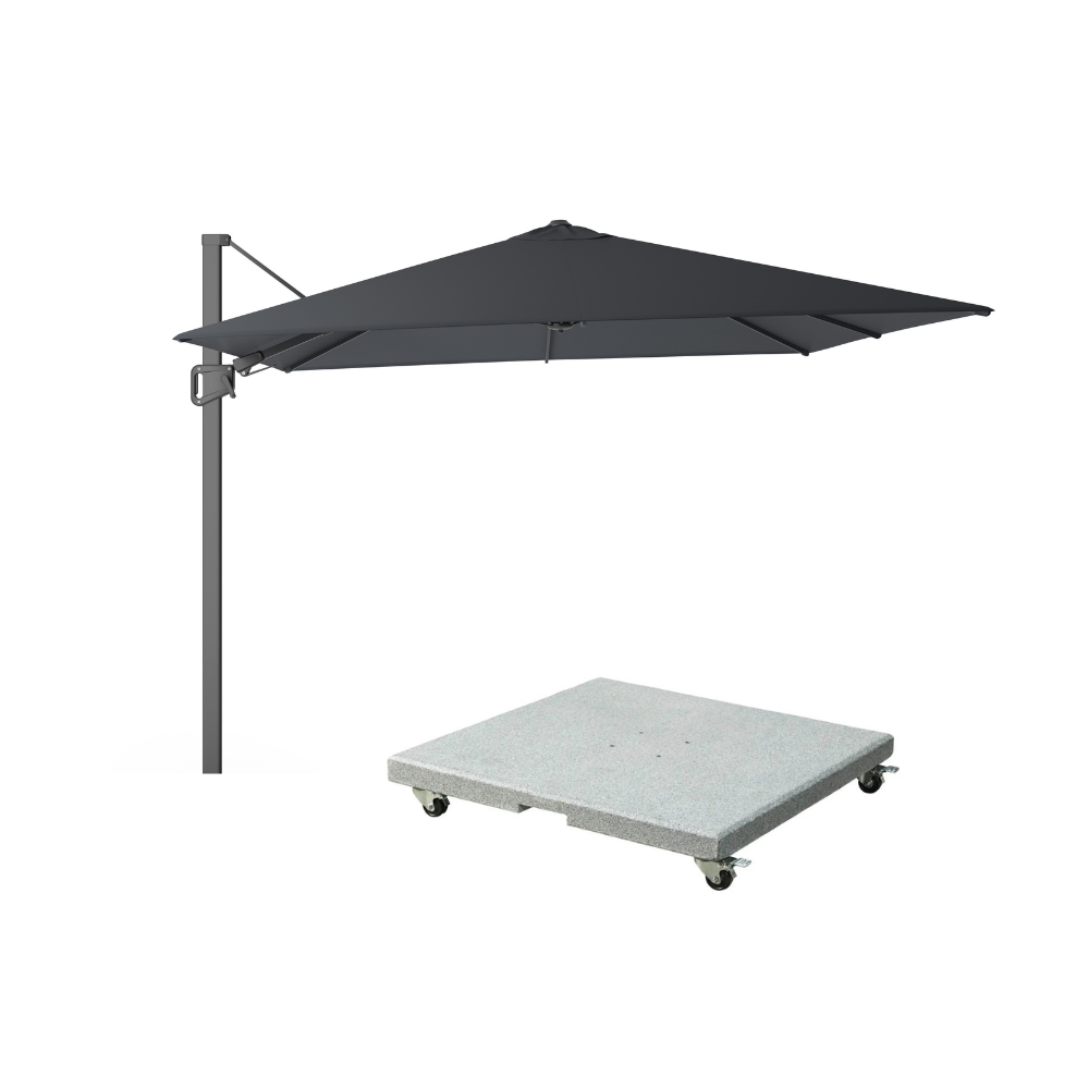 Milano T² zweefparasol | 300x300cm met Salerno parasolvoet 90kg | antraciet