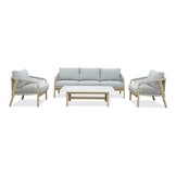 Alora stoel-bank loungeset 5 personen | hardhout + touw | Light Grey | 4-delig