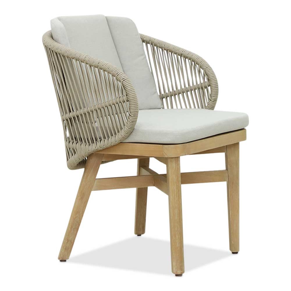BUITEN living Matera dining tuinstoel | hardhout + touw | zand