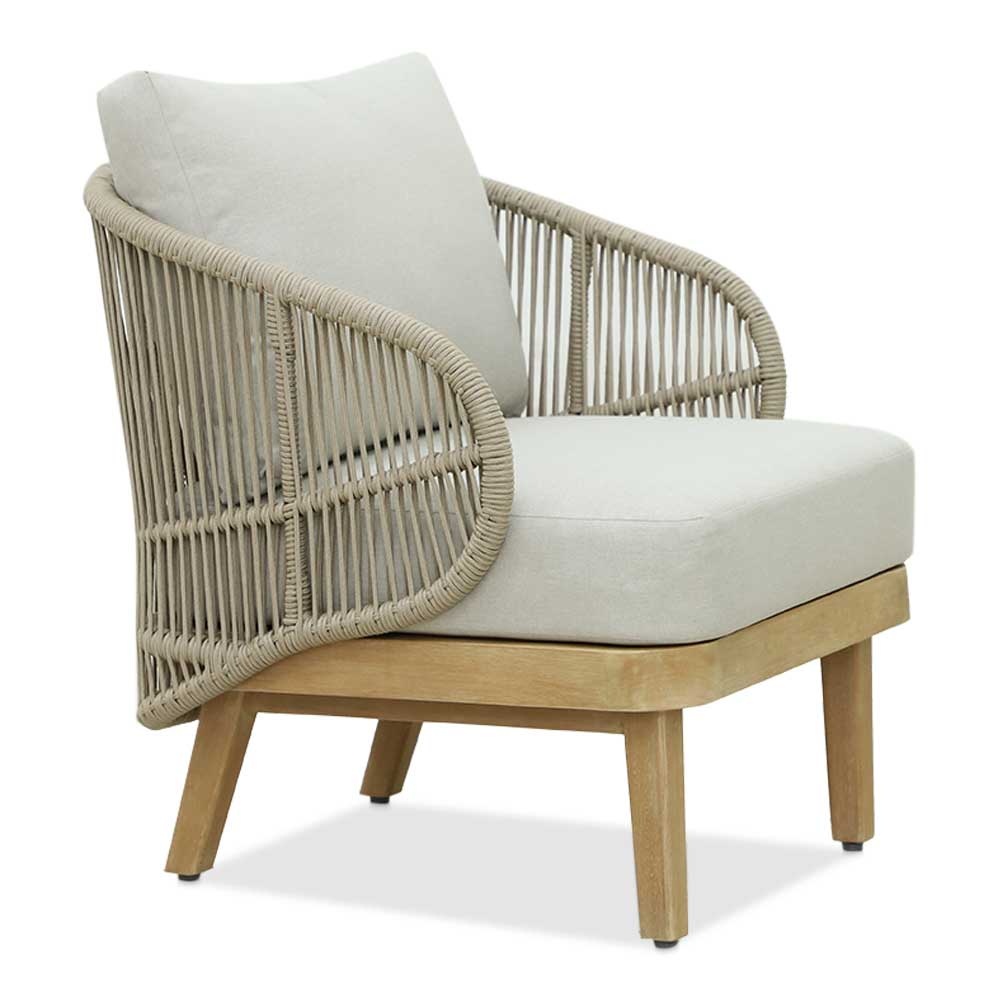 Matera loungestoel tuin | hardhout + touw | zand