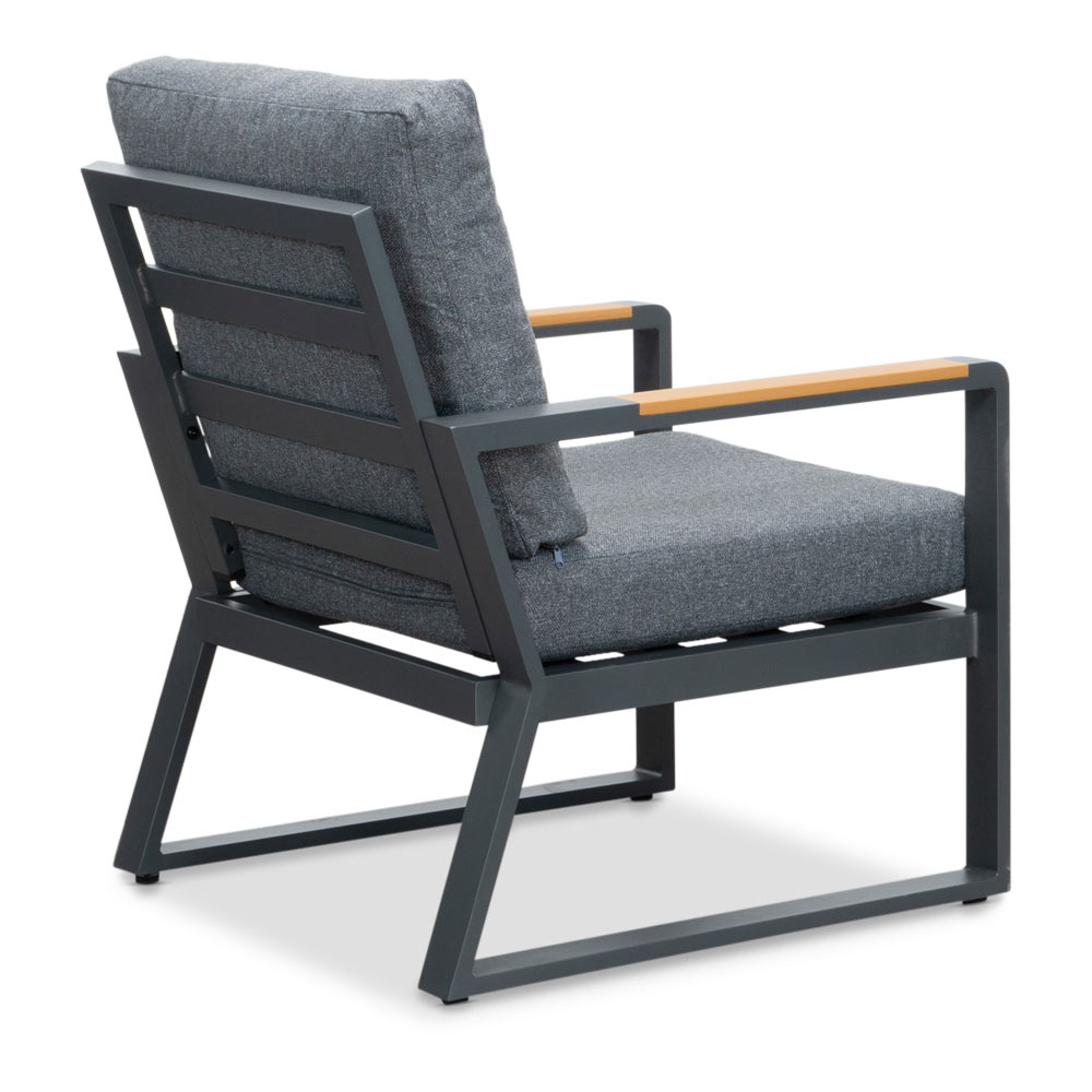 Vancouver hoek loungeset met stoel 6 personen | aluminium + polywood | antraciet | 6-delig - 270x210cm