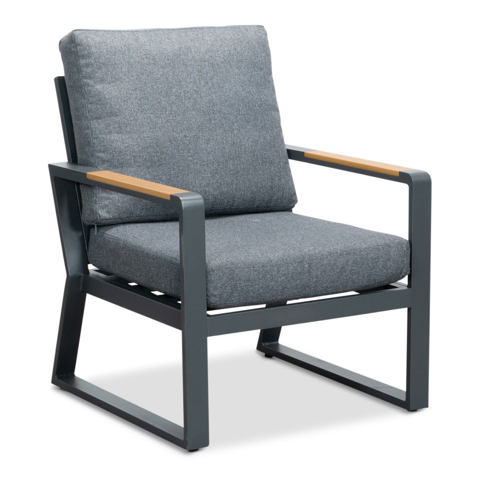 Vancouver hoek loungeset met stoel 6 personen | aluminium + polywood | antraciet | 6-delig - 270x210cm