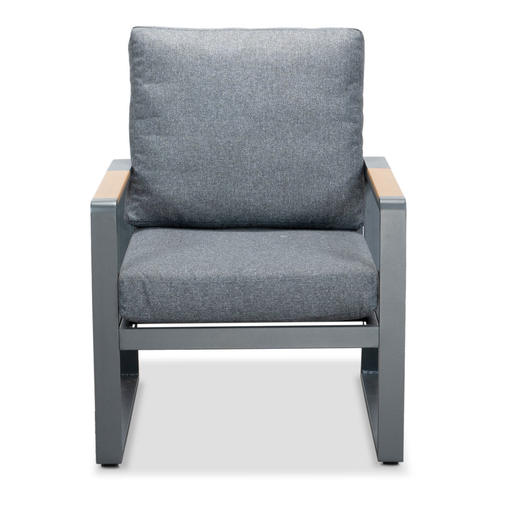 Vancouver hoek loungeset met stoel 6 personen | aluminium + polywood | antraciet | 6-delig - 270x210cm