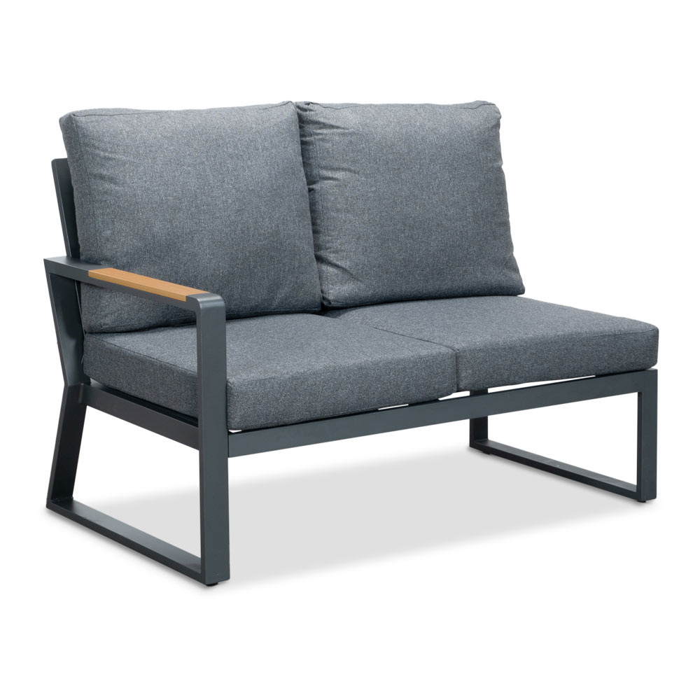 Vancouver hoek loungeset met stoel 6 personen | aluminium + polywood | antraciet | 6-delig - 270x210cm