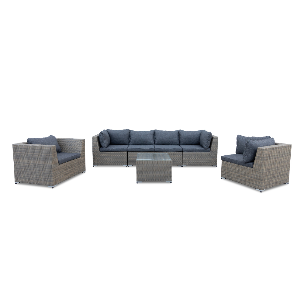 Ontario hoek loungeset met stoel 7 personen | wicker | Ash Grey | 5-delig - 234x234cm