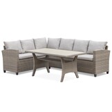 Stockholm dining loungeset 6 personen | wicker | zand | 3-delig - 245x169cm
