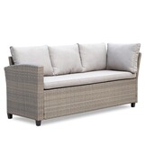 Stockholm dining loungeset 6 personen | wicker | zand | 3-delig - 245x169cm