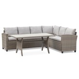 Stockholm dining loungeset 6 personen | wicker | zand | 3-delig - 245x169cm
