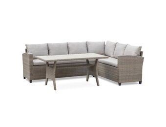 Stockholm dining loungeset 6 personen | wicker | zand | 3-delig - 245x169cm