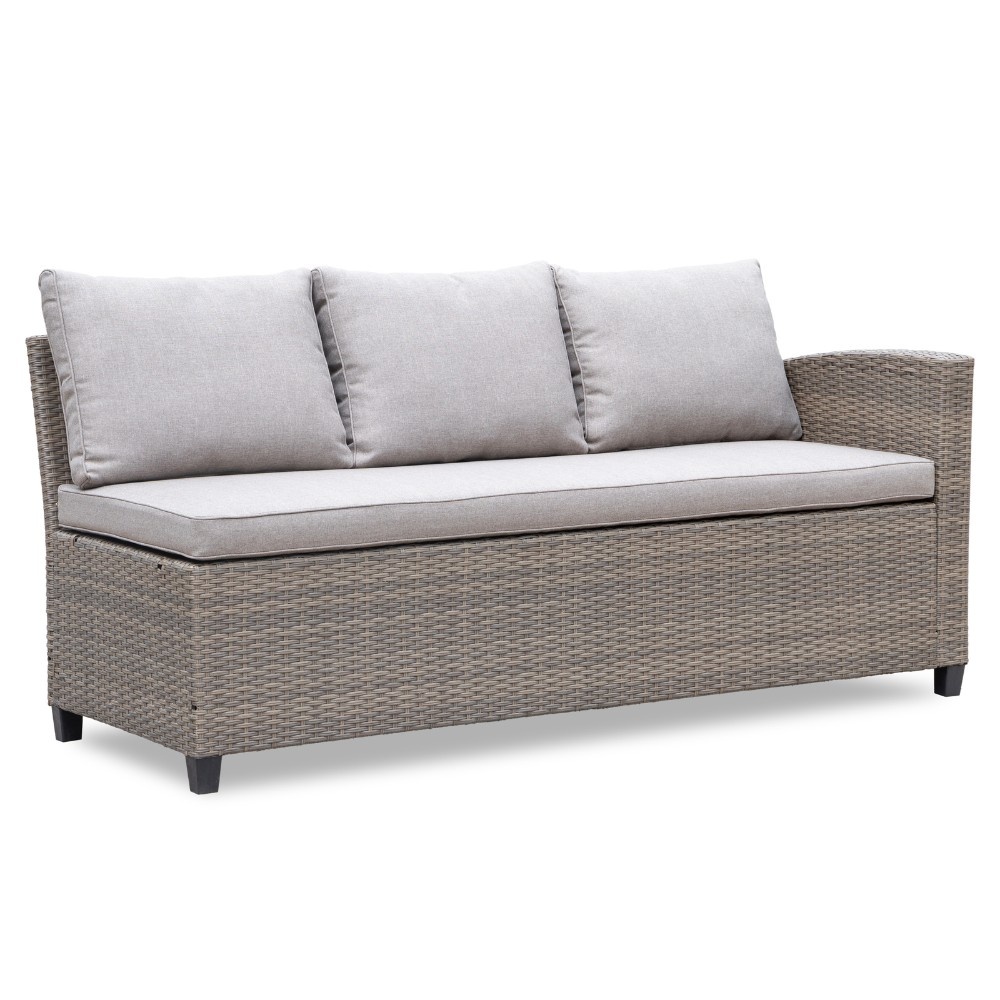 Stockholm dining loungeset 6 personen | wicker | zand | 3-delig - 245x169cm