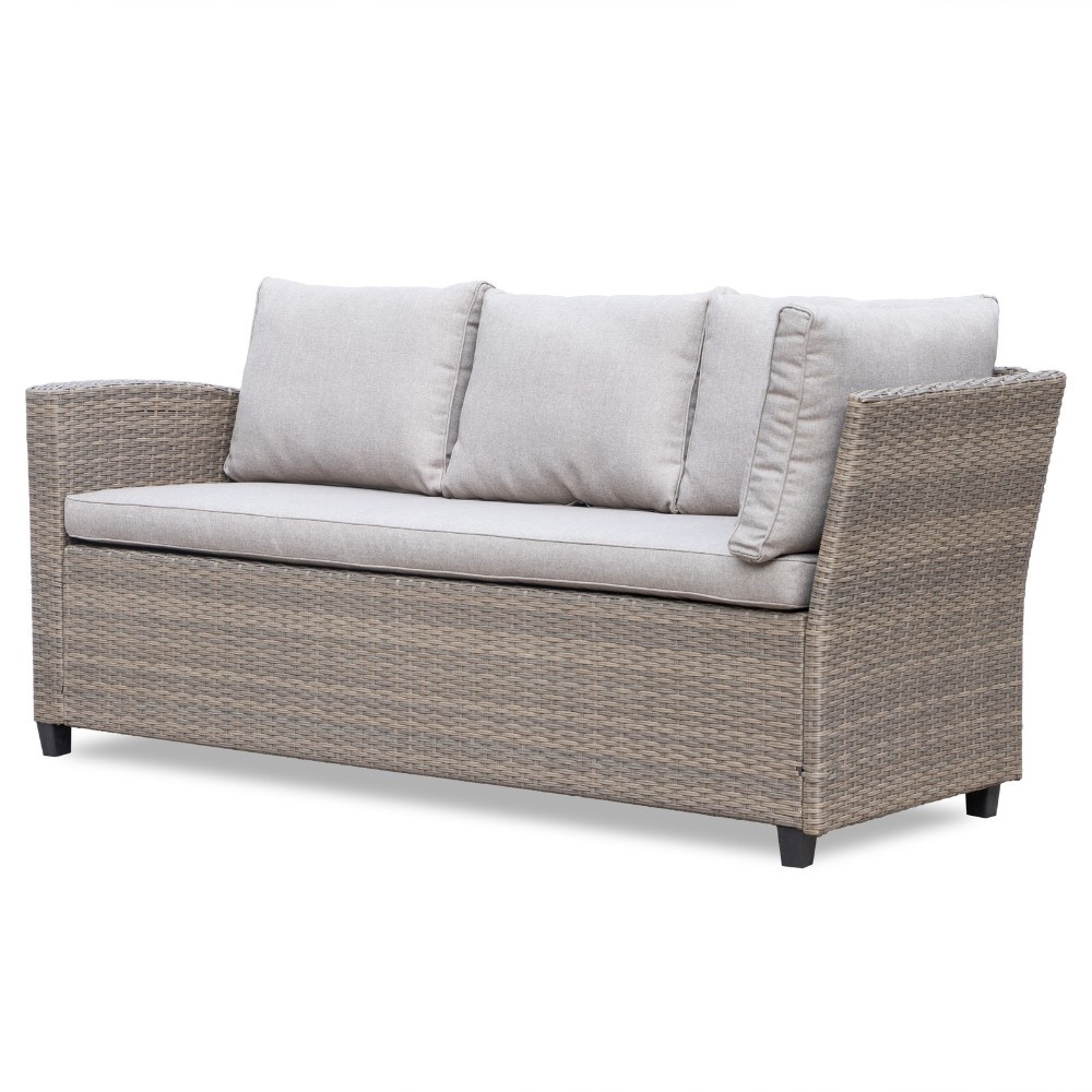 Stockholm dining loungeset met hockers 8 personen | wicker | zand | 5-delig - 245x169cm