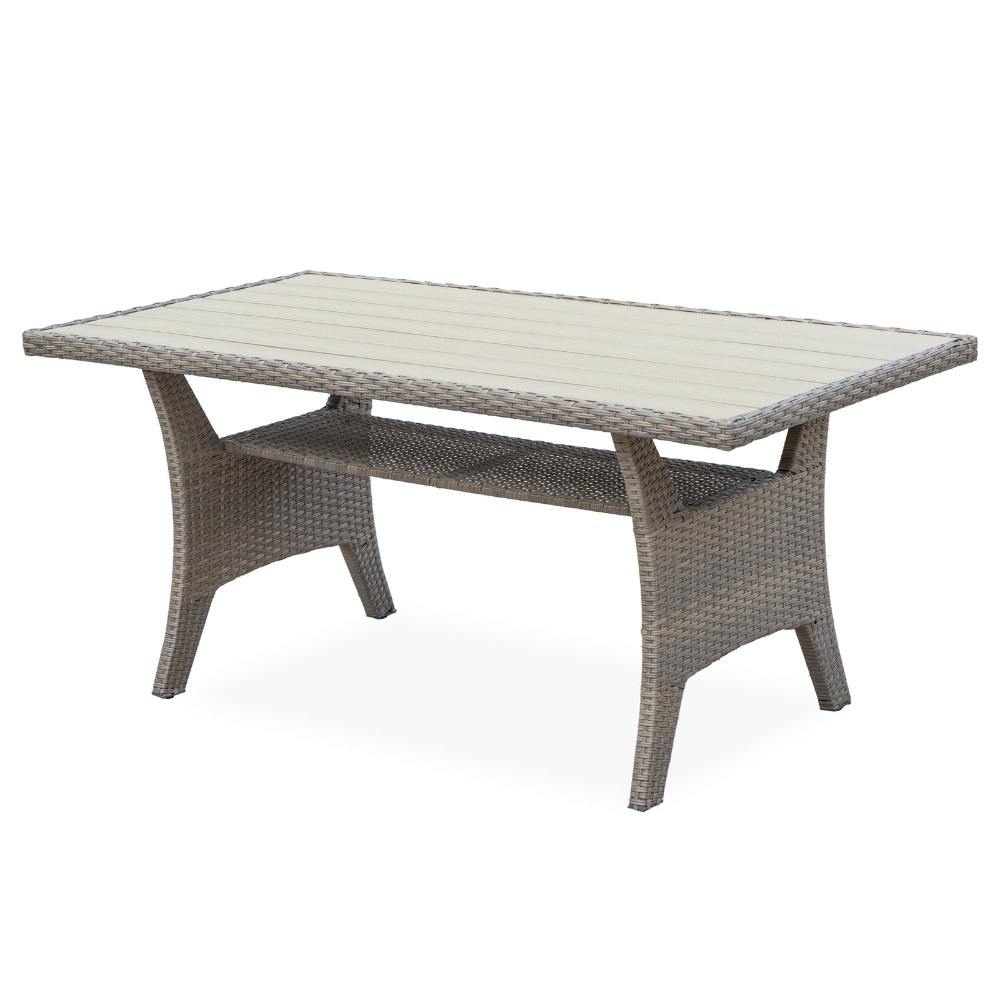 Stockholm dining loungeset met hockers 8 personen | wicker | zand | 5-delig - 245x169cm