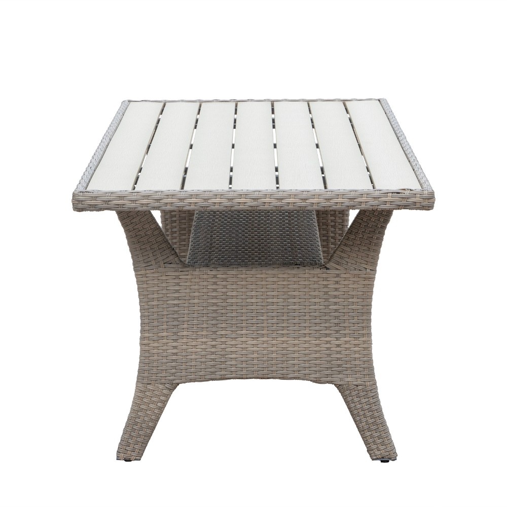 Stockholm dining loungeset met hockers 8 personen | wicker | zand | 5-delig - 245x169cm