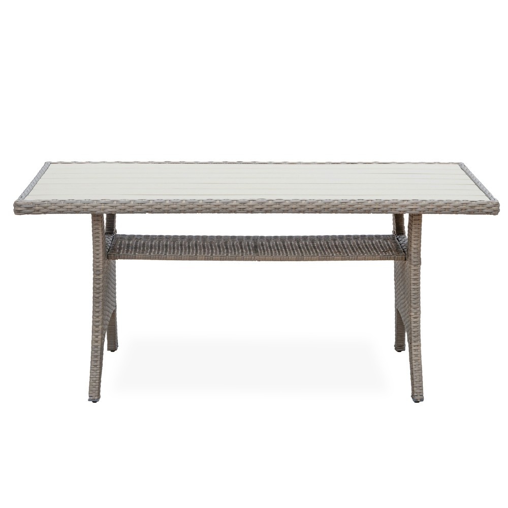 Stockholm dining loungeset met hockers 8 personen | wicker | zand | 5-delig - 245x169cm