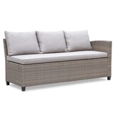 Stockholm dining loungeset met hockers 8 personen | wicker | zand | 5-delig - 245x169cm