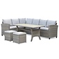 Denza Furniture Stockholm dining loungeset met hockers 8 personen | wicker | zand | 5-delig - 245x169cm