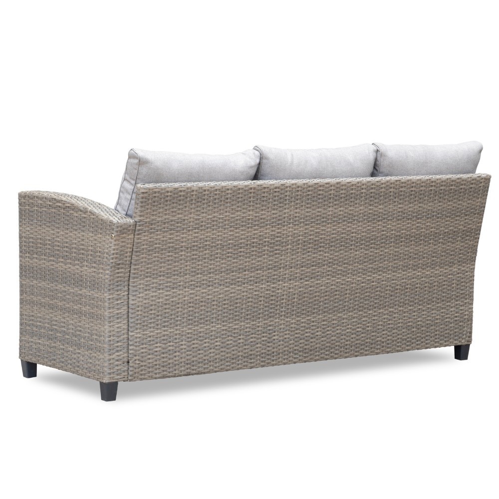 Stockholm dining loungeset met hockers 8 personen | wicker | zand | 5-delig - 245x169cm