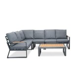 Vancouver hoek loungeset 5 personen | aluminium + polywood | antraciet | 5-delig - 270x210cm