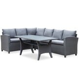 Stockholm dining loungeset 6 personen | wicker | zwart | 3-delig - 245x169cm