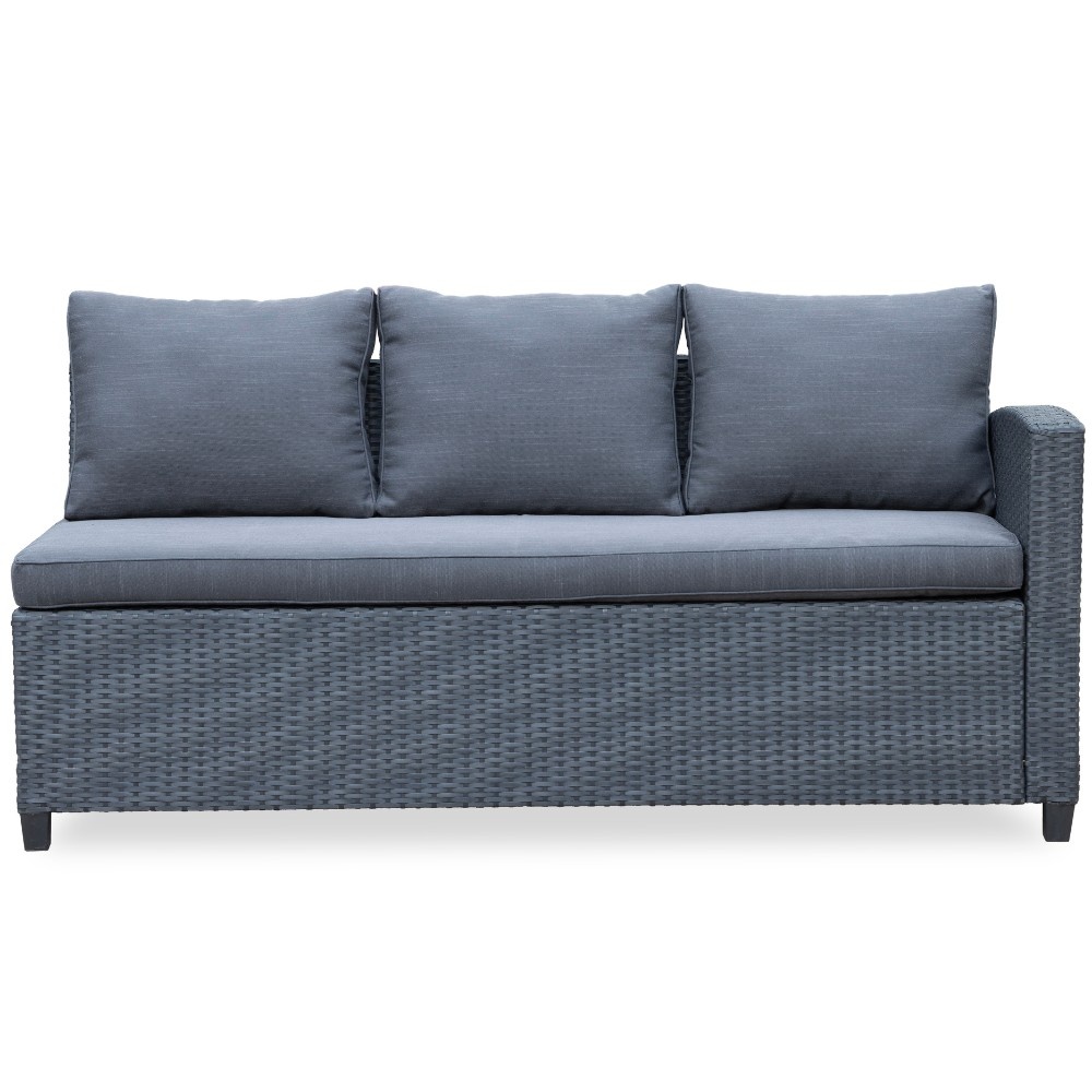 Stockholm dining loungeset 6 personen | wicker | zwart | 3-delig - 245x169cm