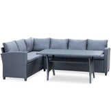 Stockholm dining loungeset 6 personen | wicker | zwart | 3-delig - 245x169cm