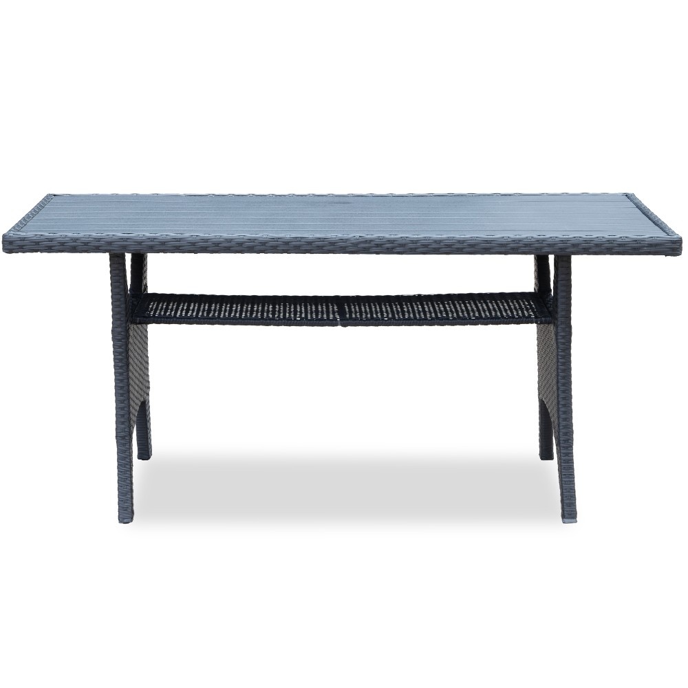 Stockholm dining loungeset 6 personen | wicker | zwart | 3-delig - 245x169cm