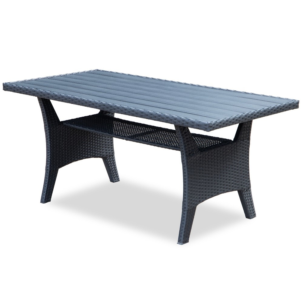 Stockholm dining loungeset 6 personen | wicker | zwart | 3-delig - 245x169cm