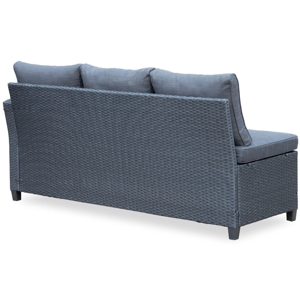 Stockholm dining loungeset 6 personen | wicker | zwart | 3-delig - 245x169cm