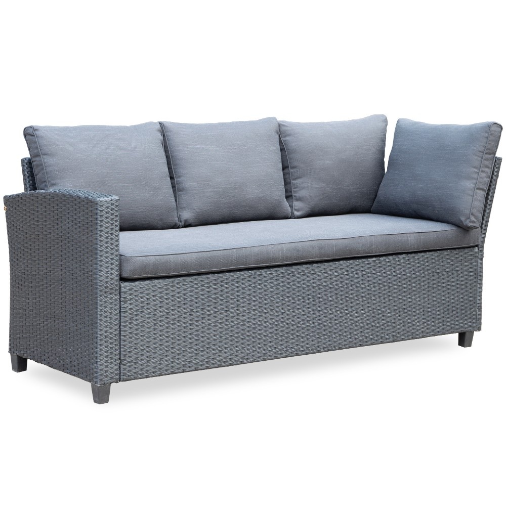 Stockholm dining loungeset 6 personen | wicker | zwart | 3-delig - 245x169cm