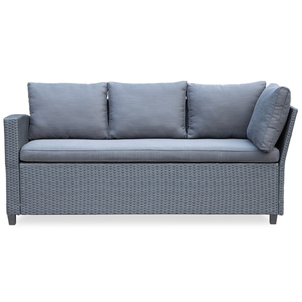 Stockholm dining loungeset 6 personen | wicker | zwart | 3-delig - 245x169cm
