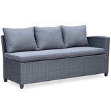 Stockholm dining loungeset met hockers 8 personen | wicker | zwart | 5-delig - 245x169cm