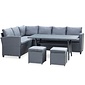 Denza Furniture Stockholm dining loungeset met hockers 8 personen | wicker | zwart | 5-delig - 245x169cm