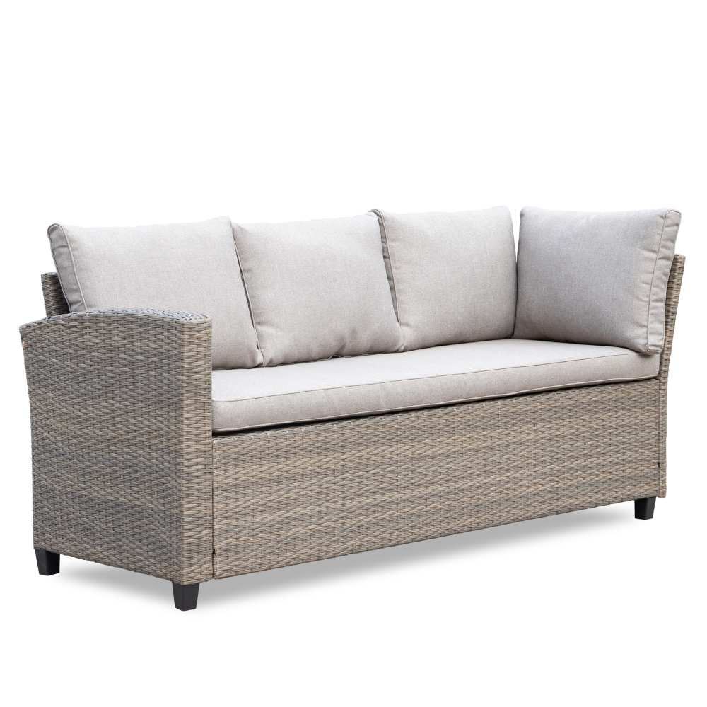 Stockholm dining loungeset met stoel 7 personen | wicker | zand | 4-delig - 245x169cm