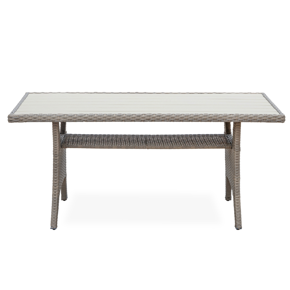 Stockholm dining loungeset met stoel 7 personen | wicker | zand | 4-delig - 245x169cm