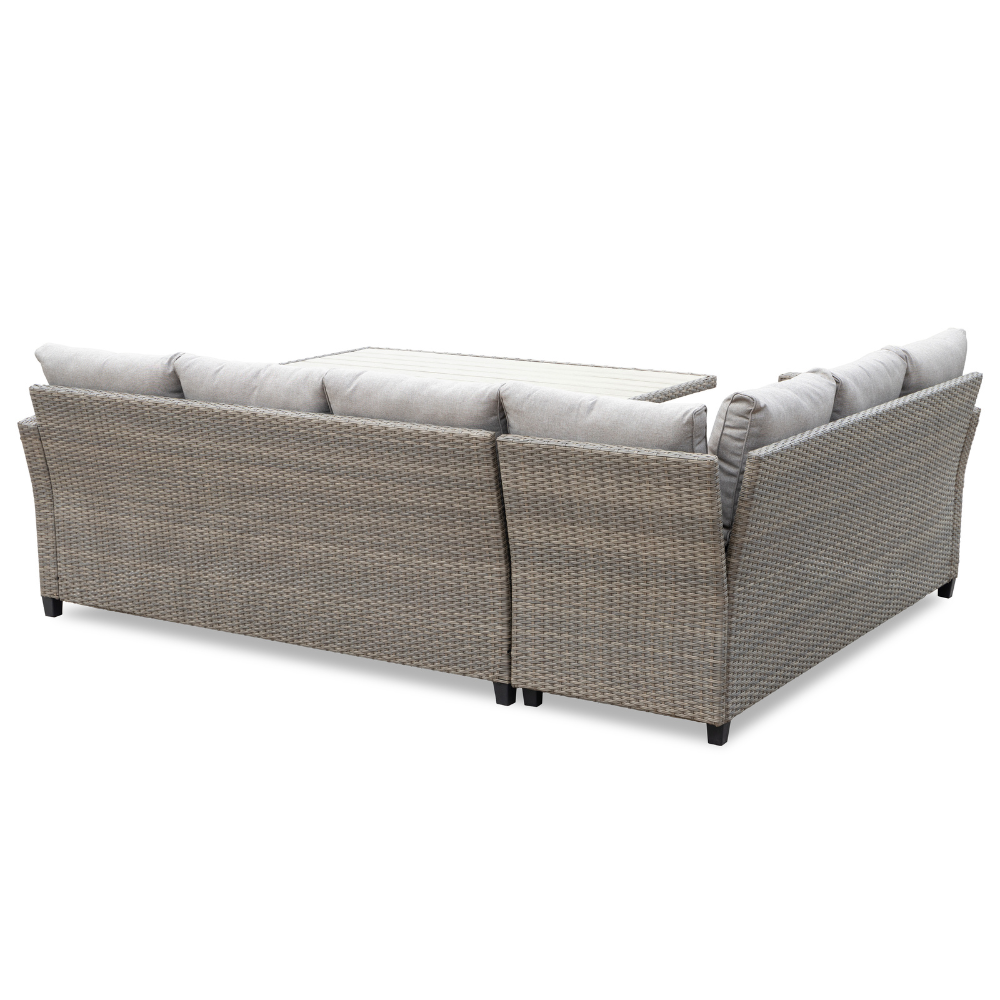 Stockholm dining loungeset met stoel 7 personen | wicker | zand | 4-delig - 245x169cm