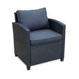 Stockholm dining loungeset met stoel 7 personen | wicker | zwart | 4-delig - 245x169cm